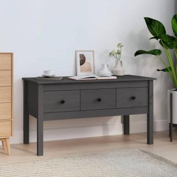 Mesa baja de centro gris de madera maciza de pino 102x49x55 cm