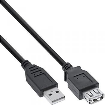 Extensión USB 2.0 Tipo A, Macho/Femenino, Negra, 3m