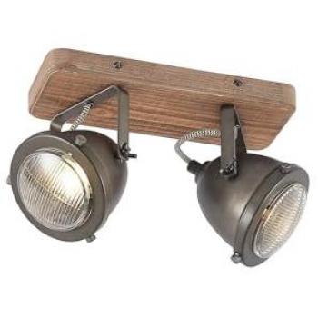 Foco de Techo Dimmable 'Farovi' Negro de Madera para Salón y Comedor (2 Luces, GU10)