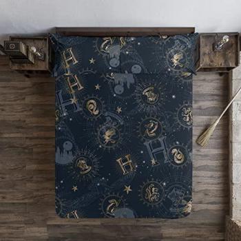 Bajera Harry Potter Azul Dorado 100% Algodón 105x200cm con Fuelle de 35cm