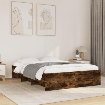 Estructura de cama sin colchón de madera de ingeniería en roble ahumado 140x200 cm color marrón