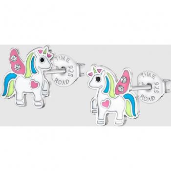 Pendientes de niña Time Road WS02445 Unicornio Plata