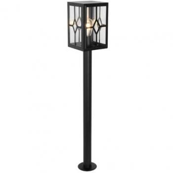 Lámpara de pie exterior clásica negra 100cm IP44 acero y vidrio, max. 1 x 60W - Dover