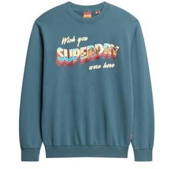 Superdry Men's Travel Postcard Graphic Sweatshirt - Stargazer Blue, Size S