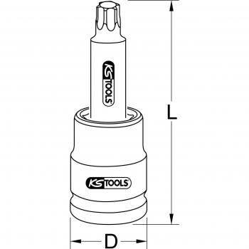 KS Tools 450.0442 - Llave de vaso de impacto con punta para tornillos Torx, larga, T70, 3/4