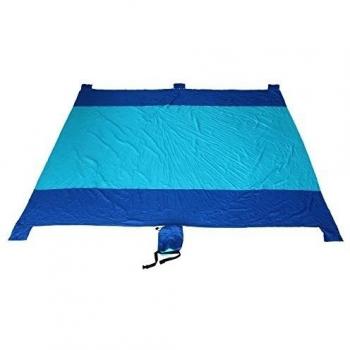 Manta de Playa Rápido Secado 9 X 7 pies Extra Grande Nailon Paracaídas con Bolsillos de arena y objetos valiosos Integrados - Ligera Fácil de Llevar - Compacta Exteriores Picnic y Acampadas Familiar Por Bezzee