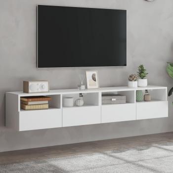 Mueble de pared para TV vidaXL 2 uds madera ingeniería blanco 80x30x30 cm