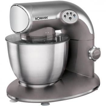 Bomann KM 305 CB - Batidora amasadora orbital, 5,6 l, 5 velocidades, 1200 W, color titanio y plata