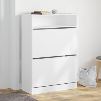 Mueble Zapatero VidaXL 2 Cajones Abatibles Estantes Organizador Color Gris Sonoma, Roble Sonoma, Blanco - Dimensiones: 80x34x116 cm