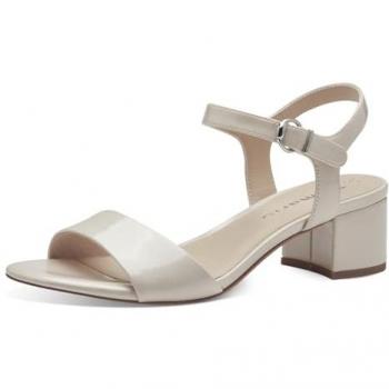 Sandalias Mujer Beige Brillante con Tacón Bajo Tamaris 28249-179