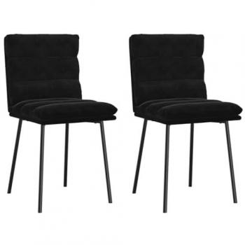 Ergonomic Black Velvet Dining Chairs - Set of 2