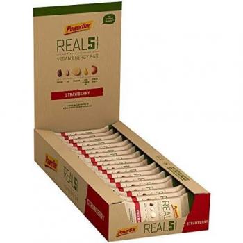 PowerBar Real5 Strawberry Raisin 18x65g - Barra Vegetariana con 5 Ingredientes Naturales + Magnesio