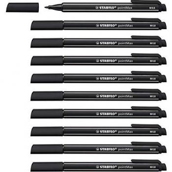 Rotuladores STABILO pointMax de punta fina media 0.8mm color negro (pack de 10)