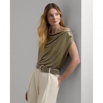 Beige Metallic Pleated Women's Blouse by Lauren Ralph Lauren
