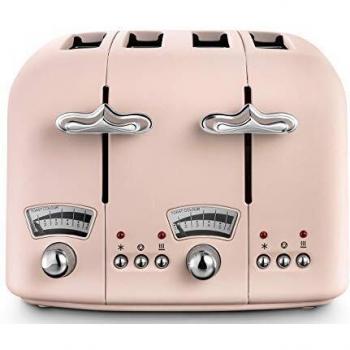 Tostadora De'Longhi Argento Flora 4 Rebanadas 1600W con Función de Descongelar - Rosa