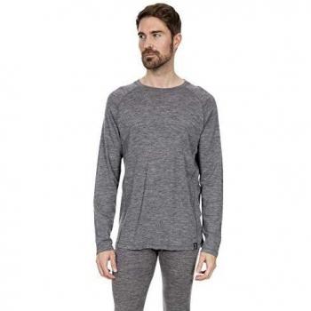 Trespass Wexler Dlx Merino Long Sleeve Technical Base Layer for Men - Dark Grey Marl