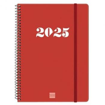 Agenda Finocam MY E10 Rojo A5 15,5 x 21,2 cm 2025 Espiral Semana Vista Horizontal Enero a Diciembre 2025
