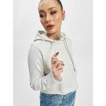 Urban Classics Women's Cropped Terry Hoodie - Offwhite Melange