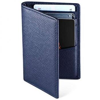 WeValley Tarjetero para ​Tarjeta de crédito, 9 Tarjetas, Bloqueo RFID, Cartera para pequeño Mujer y Hombre, Billetera de Cuero, Minimalista, Caja de Regalo