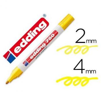 Retolador permanente Edding 750 amarillo, punta fibra redonda de 2-4 mm, tinta opaca