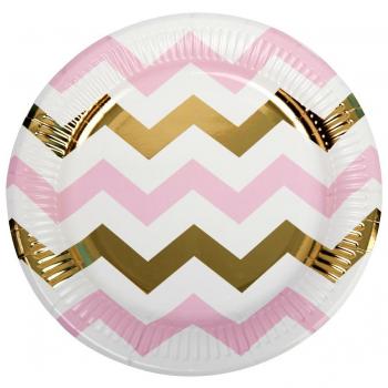 Plato Cuadrado de Chevron Rosa - Neviti 771662 (23cm x 23cm x 1.5cm)