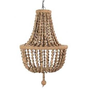 Lámpara de Techo Cadena de Bolas de Madera y Yute 41x41x65 cm