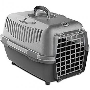 Transportín para Perro y Gato Pequño 48x32x32CM, Caja de Transporte, Plástico, Puerta de Acero plastificado, Rejillas de ventilación