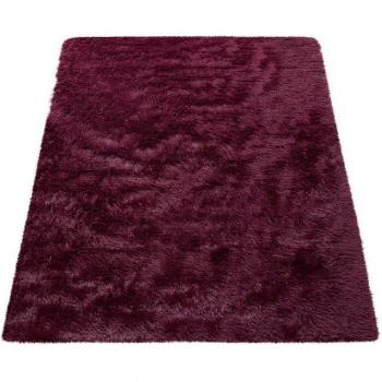 Alfombra Salón Pelo Largo Piel Sintética Shaggy Mullida y Suave Rojo Bordeaux 160x220 cm