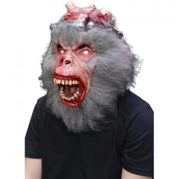 Máscara de Mono de Laboratorio de Látex Pintada a Mano - Línea Nightmare Makers, Disfraz Resistente para Halloween y Carnaval, Talla Única Adulto