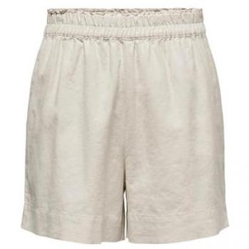 Shorts de Lino de Cintura Alta Tokyo en Beige - Talla XS