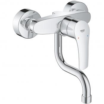 Grifo de cocina mural GROHE Eurosmart con caño giratorio y acabado cromado