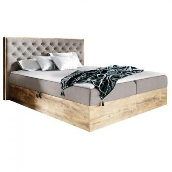 Cama Boxspring Madaris 3 con dos cajones de almacenamiento, opción de tamaño 120-200 cm, incluye colchón principal y topper