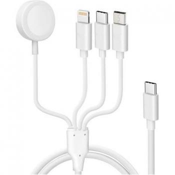 Cable USB-C a Lightning, micro-USB y cargador magnético 2A blanco Avizar