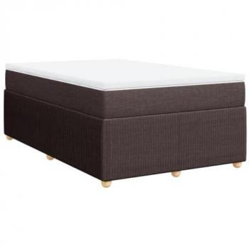 Cama box spring con colchón tela marrón oscuro 120x190 cm