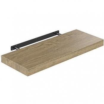 Estante Flotante de Roble Oscuro 70cm con Soporte, Capacidad de 15kg, MDF