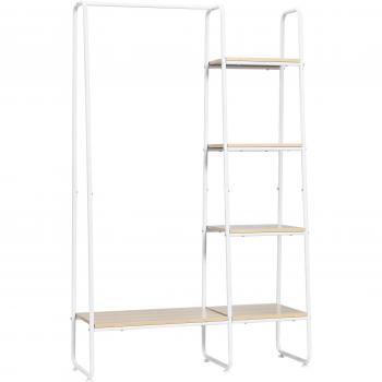 Perchero de Ropa con Estantes y Barra para Colgar