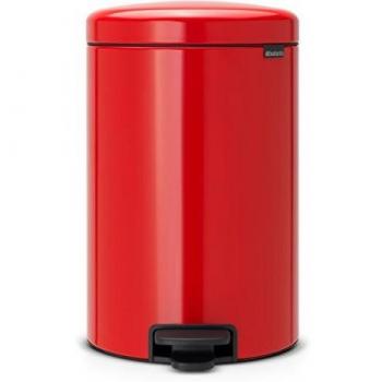 Brabantia Cubo de Basura con Pedal, Acero Inoxidable, Rojo pasión, 20 l