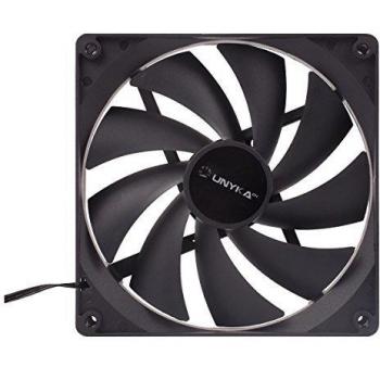 UNYKAch Ventilador de Ordenador 140 mm, 51790, Negro Básico PC, 1000 RPM, 3 Pines, 9 Aspas, Silencioso