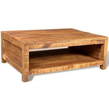 vidaXL Madera de Mango Maciza Mesa de Centro Rectangular Mesita de Salón Sofá