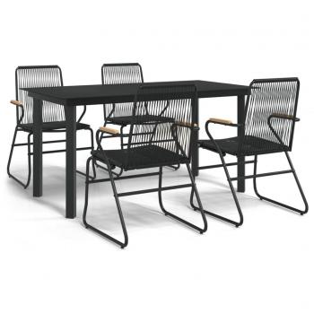 5 Piece Black PVC Rattan Garden Dining Set