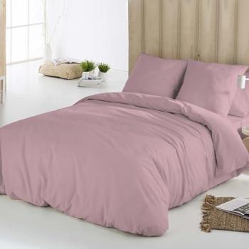 Funda Nórdica Rosa 150 cm - Juego de Microfibra Ecológica, Ultrasuave, Transpirable y Libre de Arrugas + 2 Fundas de Almohada