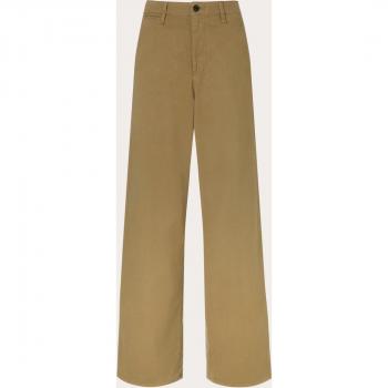 Rag & Bone Sofie Wide Leg Cotton Chino Pants in Green