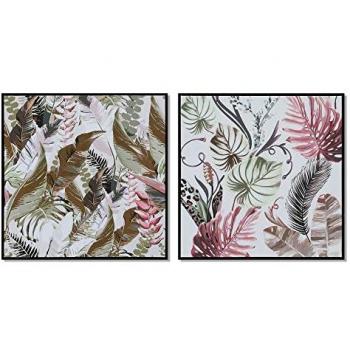 Cuadro Decorativo Tropical Hoja de Planta (82,5 x 4,5 x 82,5 cm) - Pack de 2 Unidades