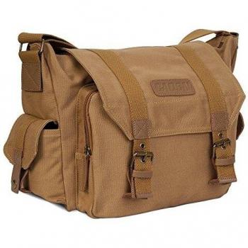 CADeN Camera Hombro Bolsa de Mensajero Mochila de Lona para Hombres Mujeres Impermeable Antirrobo Bolso de Fotografía de Viaje para 1 Cámara DSLR 3 Lentes para Nikon Canon Sony（Caqui）