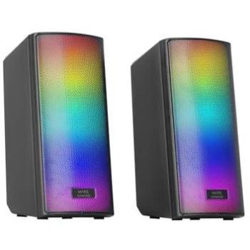 Altavoces Bluetooth Mars Gaming MSRGB2 - 15W, Bluetooth 5.3, RGB Dinámico, Total Mesh, Negro