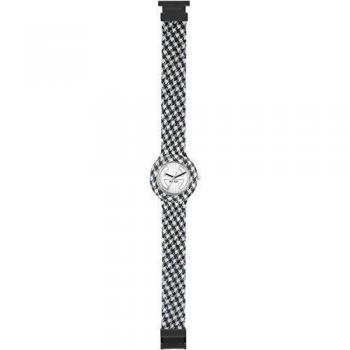 Watch HIP HOP for Woman PIED DE Poule with watchband Made in Silicon, Fabric, Movement TIME JUST - 3H Quartz