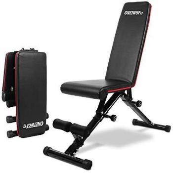 ONETWOFIT banco de musculacion, Banco de Peso Ajustable, Banco Ajustable de Utilidad para Entrenamiento de Cuerpo Completo, Bancos de Declinación Inclinación Plegable Multipropósito OT112