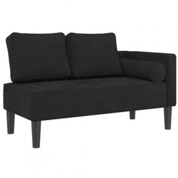 Sofá diván con cojines de terciopelo negro, tipo chaise longue, tapizado, ideal para salón
