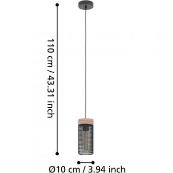 Lámpara colgante Kilnsdale Ø 11 cm, negro/marrón, acero, estilo industrial