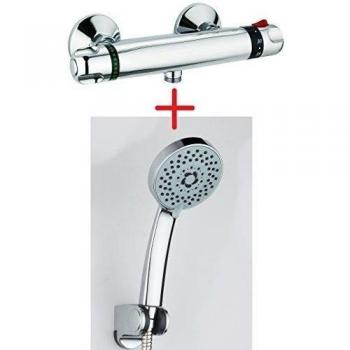 DP Grifería - Grifo de ducha y bañera termostático, incluye alcachofa, soporte y flexo